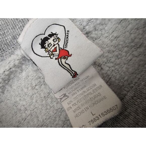 Vintage Betty Boop Naughty Christmas Sweatshirt Grey Large Boxy Fit Cartoon - Picture 9 of 9